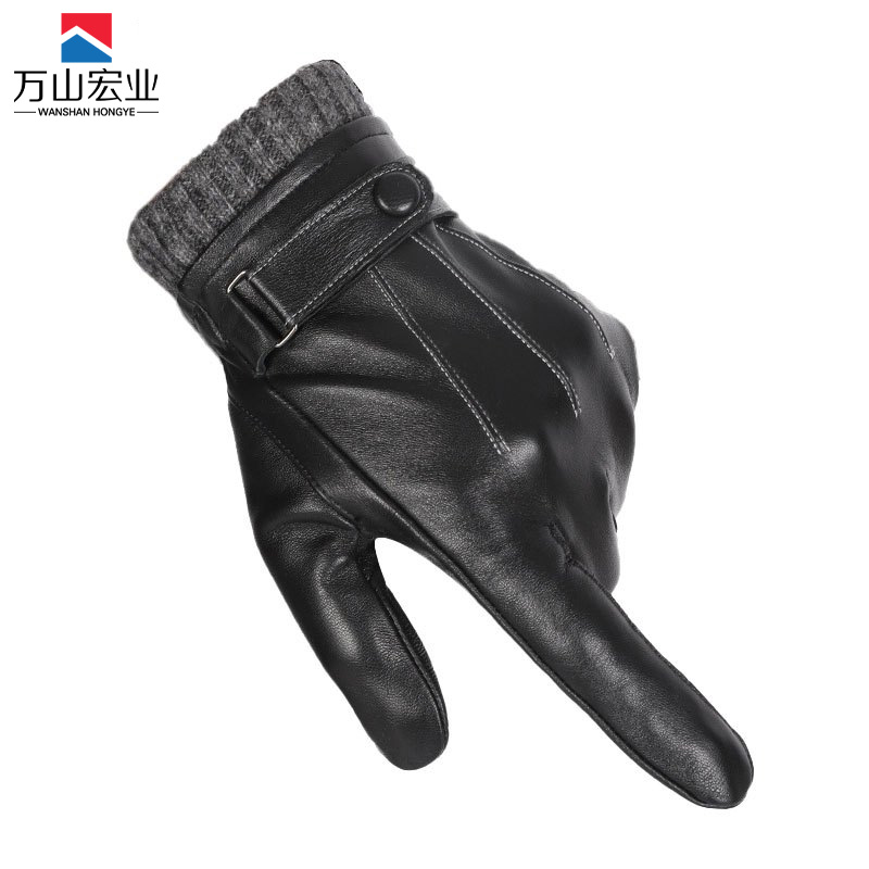 万山宏业 触屏加绒羊皮手套WD15T/副高清大图