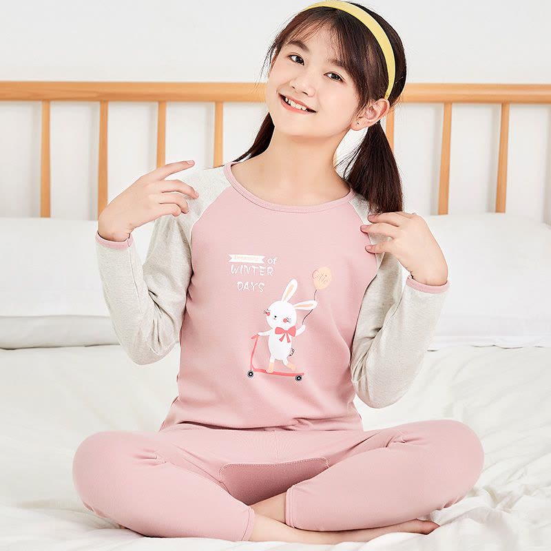 儿童内衣套装纯棉男童女童圆领秋衣秋裤中大童小孩全棉棉毛衫睡衣图片