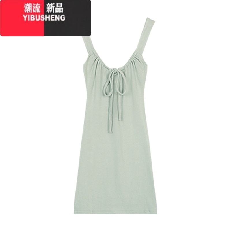 YIBUSHENG性感辣妹绑带背心连衣裙女季新款紧身收腰包臀裙短裙子