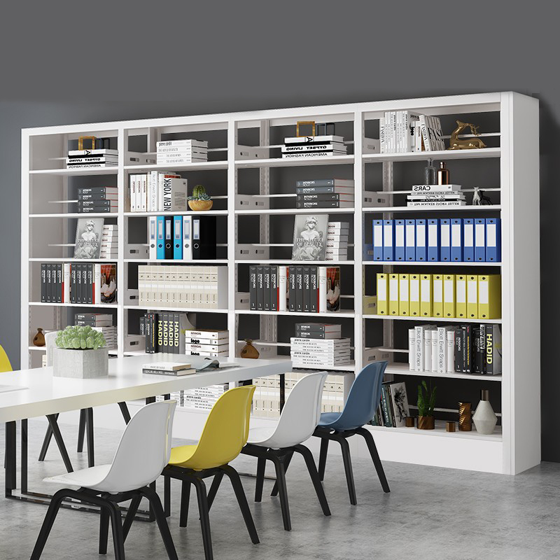 慧采云 钢制双面书架置物架资料架白色一列四组 五层高清大图