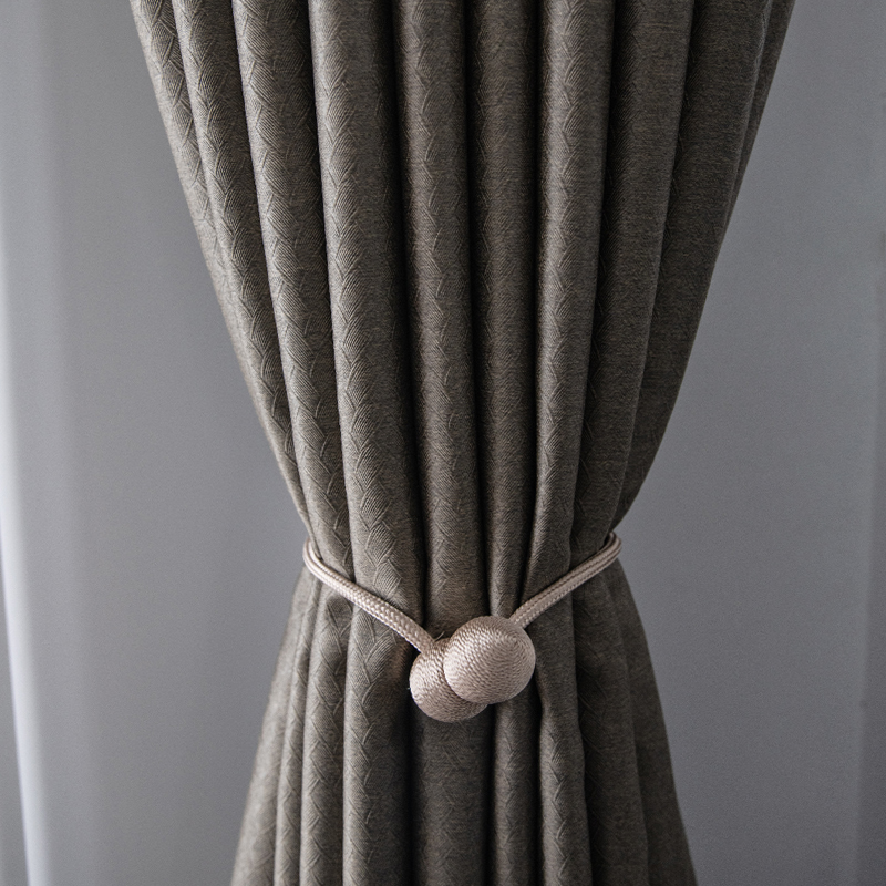 打孔窗帘飘窗客厅帘子遮阳布纯色古典风卧室挂钩窗帘落地窗窗帘可定制