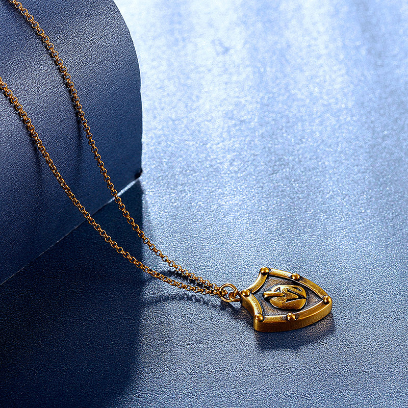 黄金码头5D复古硬金足金999欧美英雄盾套链时尚非主流吊坠男女项链送爱人