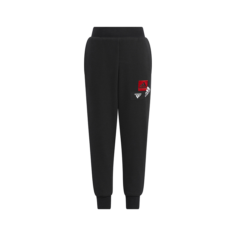 adidas 童装 Lk Warm Pnt 品牌Logo刺绣徽标纯色束脚运动裤 男童 黑色 HM5199