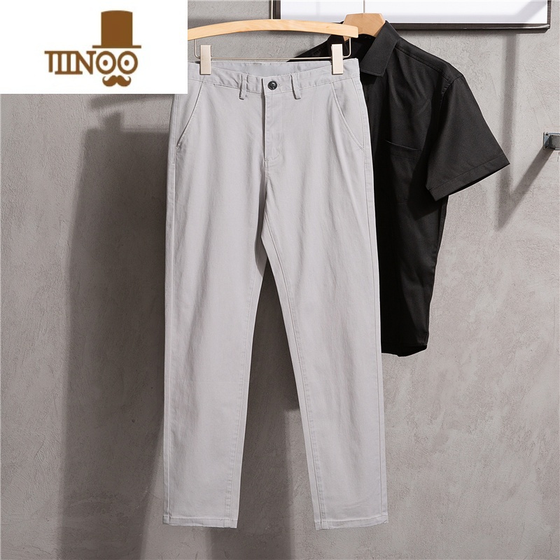 YANXU垂感小西裤男士韩版修身高街2023夏季新款直筒休闲痞帅小脚阔休版高清大图