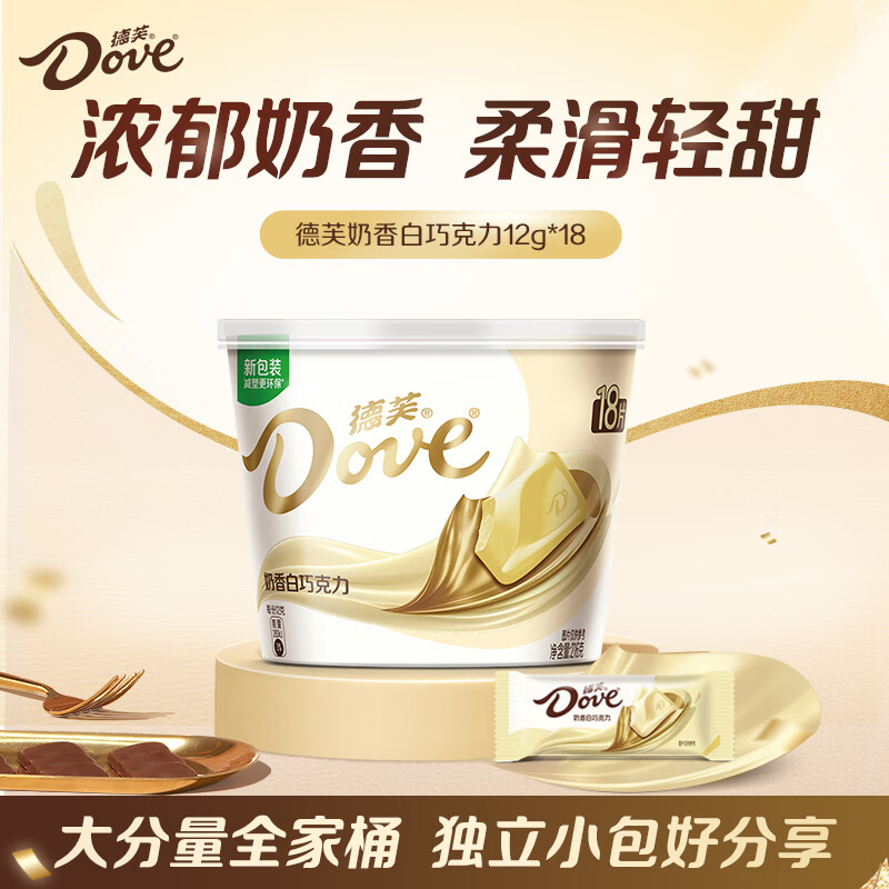 德芙全家桶 奶香白巧克力 碗装18粒216g 休闲零食 糖果 生日礼物高清大图