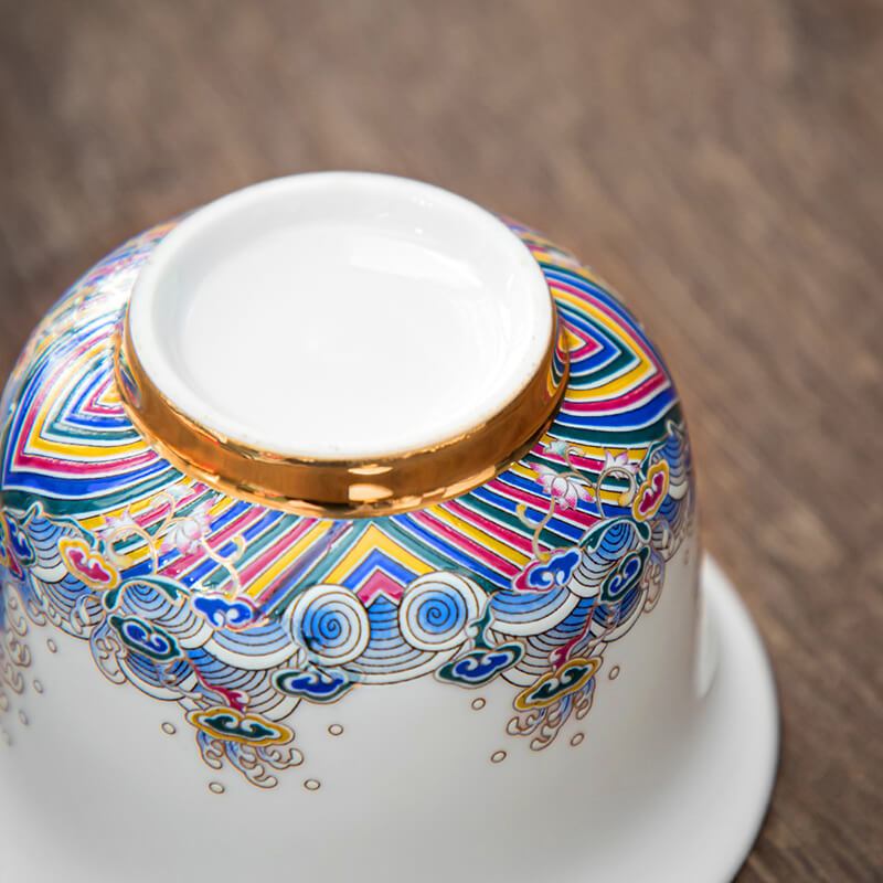 領藝 皇家御品三才盖碗茶杯大号泡茶功夫茶碗 皇家御品鎏银盖碗
