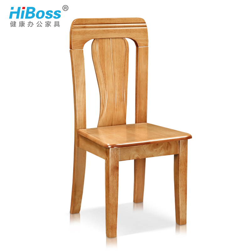 HiBoss椅子家用实木餐椅现代简约全实木靠背椅原木凳子酒店饭店办公椅子
