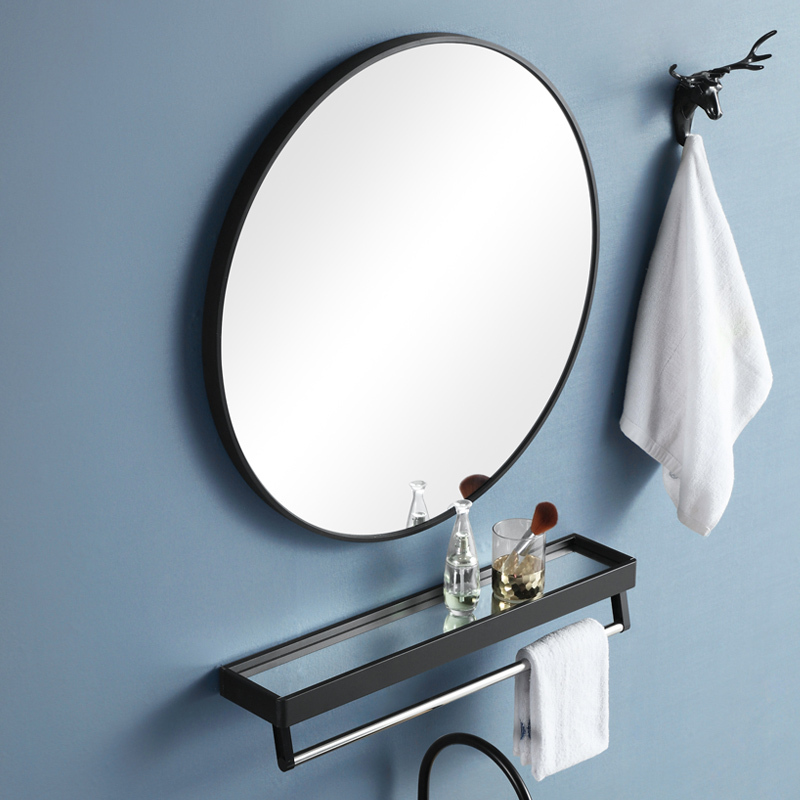 浴室镜子挂墙免打孔自粘圆镜卫生间贴墙化妆镜壁挂厕所洗漱台挂镜