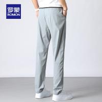 罗蒙男士休闲裤2022夏季新款冰丝薄款中青年卫裤宽松百搭抽绳直筒纯色长裤