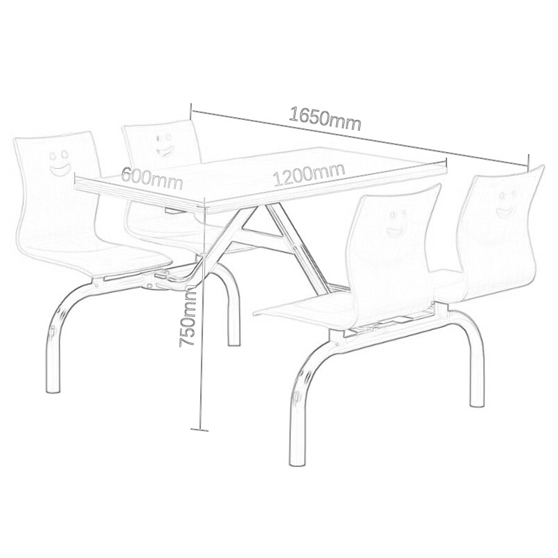 创世人学校食堂公司员工餐厅餐桌椅组合4人位员工连体餐桌快餐桌椅