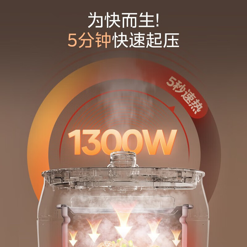美的(Midea)速嫩感电压力锅 8分钟一道菜 WIFI智控家用5L顶置触控 自动排气 精钢厚釜 高压锅MY-C567N