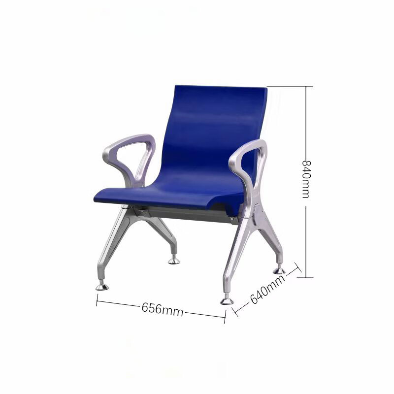 锦北多人机场椅PU候诊椅聚氨酯连排休息椅自结皮医院等候椅单人位蓝色高清大图