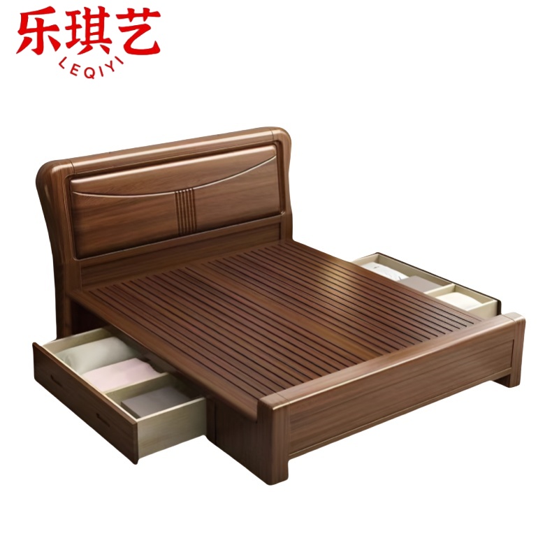 乐琪艺 实木床 150cm(高箱款)张高清大图