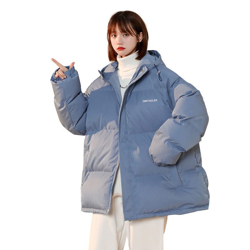 DEBRAND棉衣女冬季新款韩版情侣外套洋气百搭纯色连帽面包服棉衣