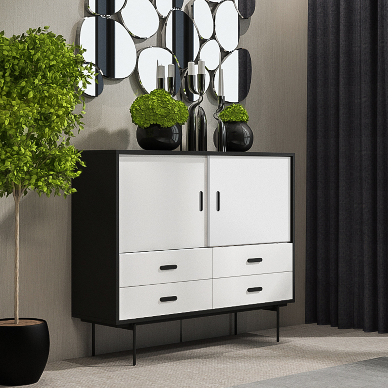 卓语时尚潮流个性现代简约黑白置物柜边柜