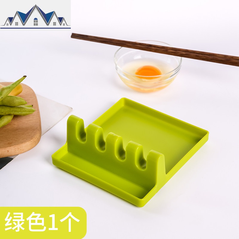 厨房台面锅铲架托免打孔坐式锅盖架带接水汤勺勺子铲子多功能置物_389 绿色1个
