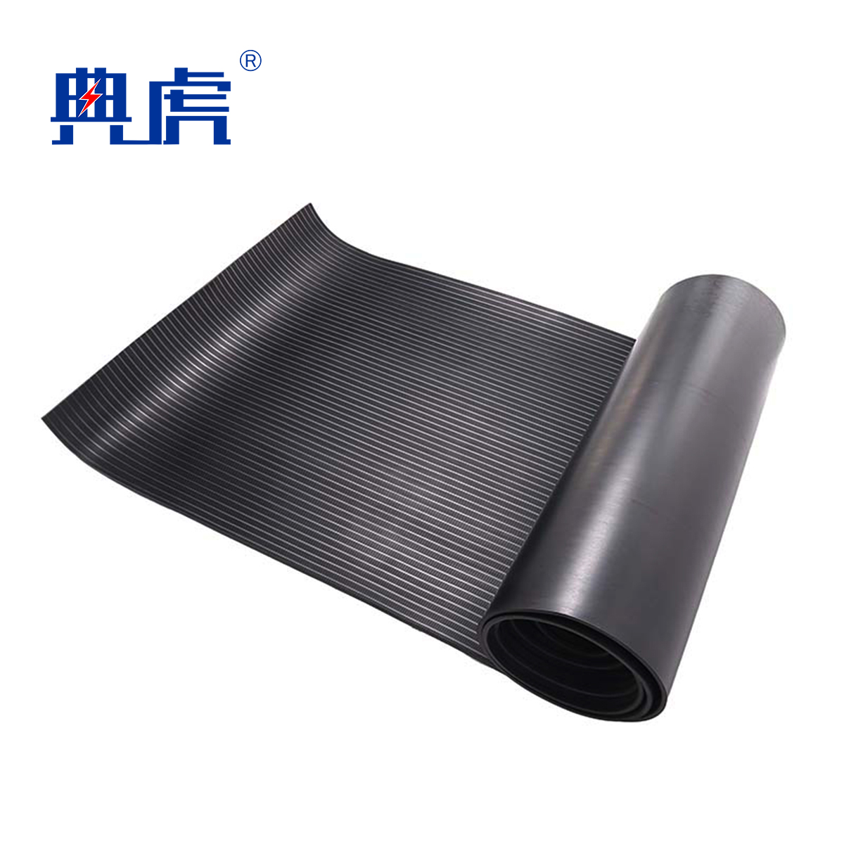 典虎 绝缘胶皮 黑色条纹3mm*1.5m*10m 卷高清大图