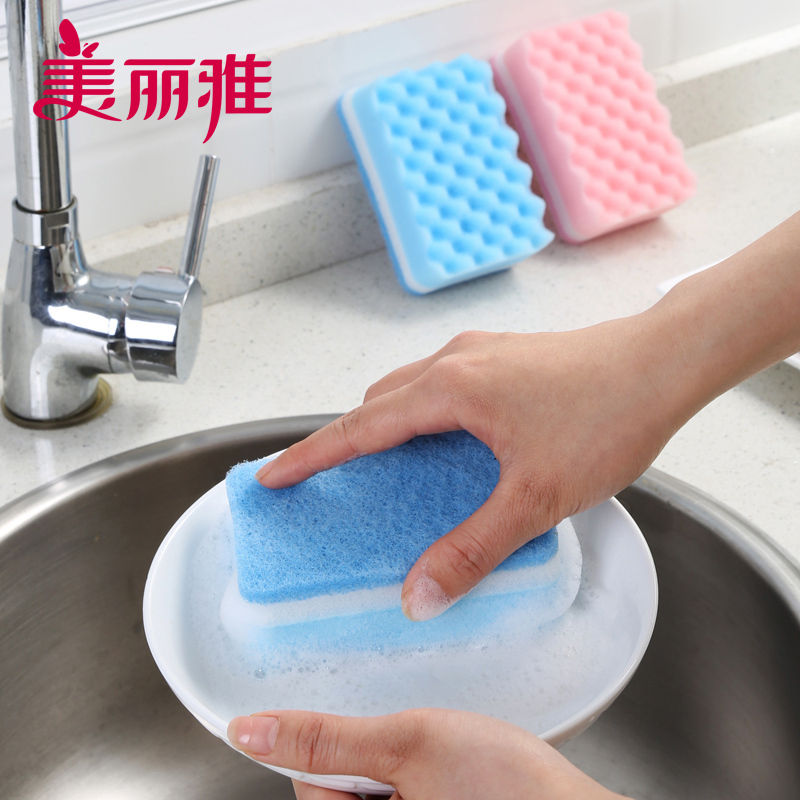 美丽雅波纹海绵百洁布 2片入