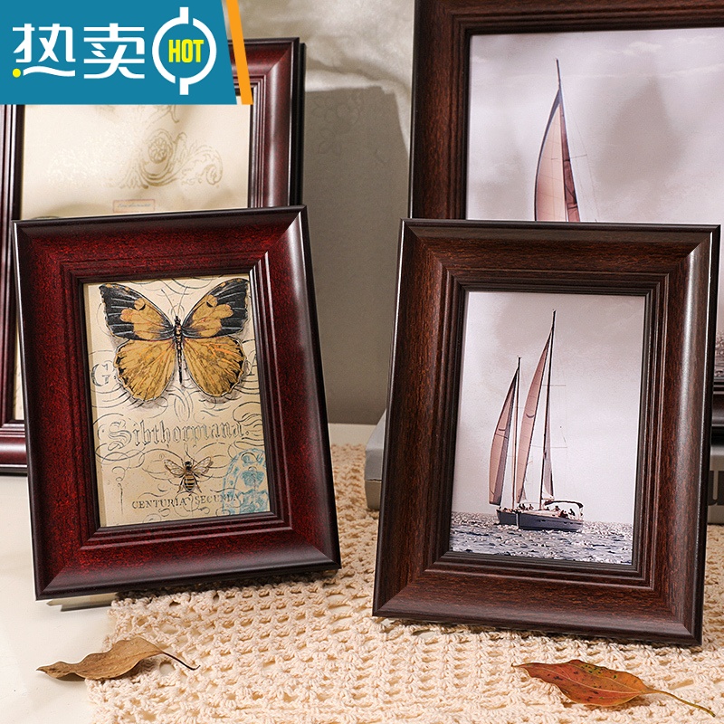 敬平美式复古6 7 8寸10寸16寸证书框挂墙相框定制摆台照片加框相册架 胡桃色 5寸[内径8.9*12.7cm]高清大图