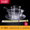 一次性航空水晶餐具套装加厚透明硬塑料宴席烧烤餐具四件套JING PING 50份散装[碗+杯+碟+勺+筷]一次性餐具