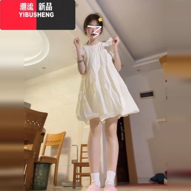 YIBUSHENG小飞袖白色连衣裙女季2024新款小个子高级感看法式初恋甜美图片