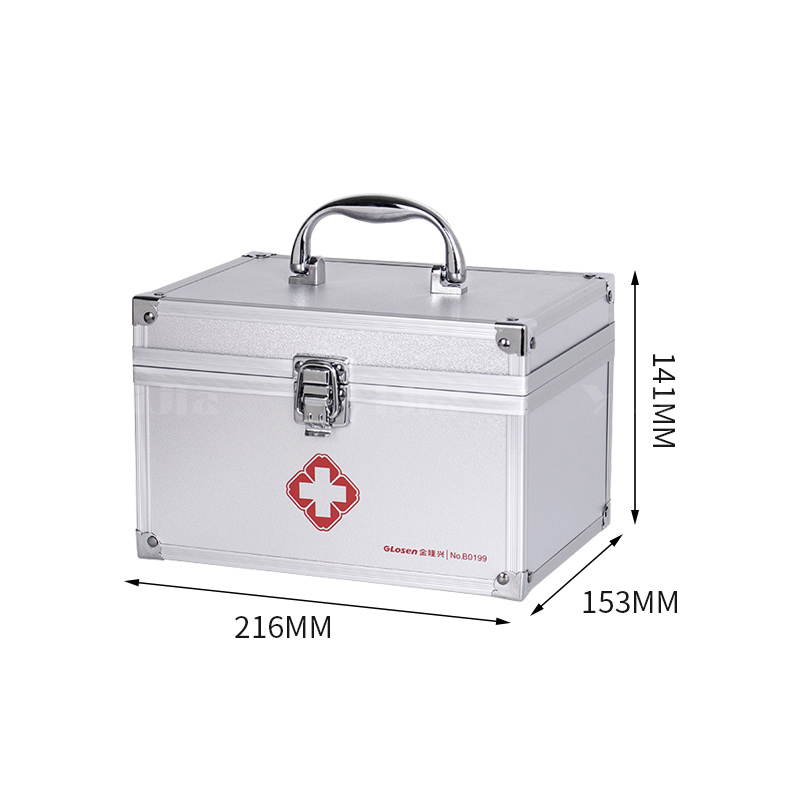翌嘉YJ4122329 铝合金医药箱家用收纳箱应急医药箱 9寸 216*153*141高清大图