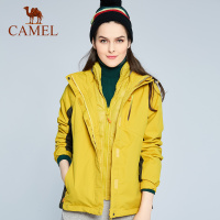 CAMEL骆驼户外冲锋衣 女款三合一防风防水耐磨两件套可拆卸冲锋衣外套
