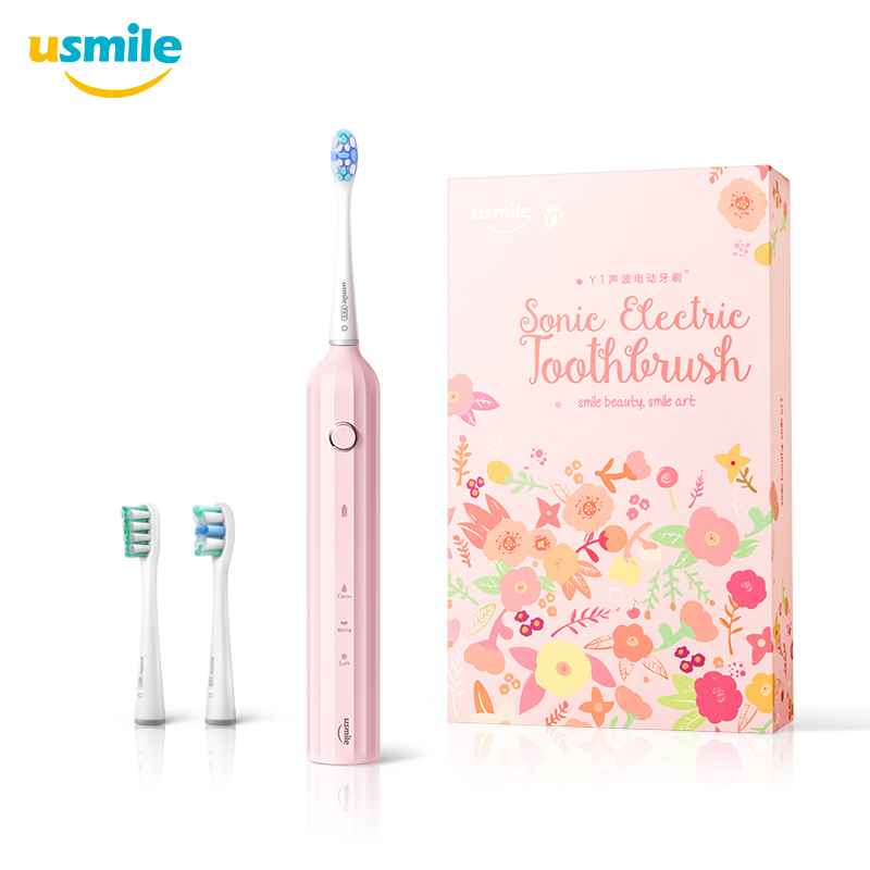 usmile 声波电动牙刷Y1 成人充电式声波震动牙刷 软毛声波震动自动牙刷 蜜粉