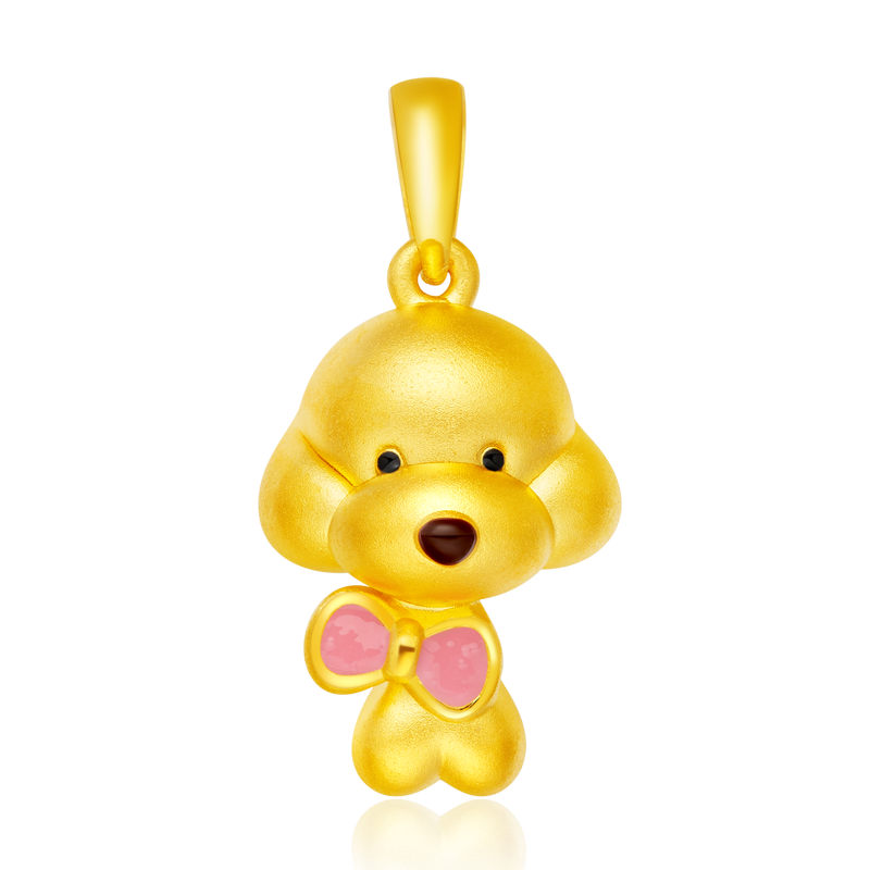 金万年珠宝 3d硬足金999 萌旺旺女生 狗生肖 黄金吊坠 送礼 顺丰包邮