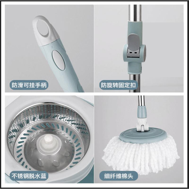 开普特 旋转拖把杆通用拖布墩布桶家用拖地桶自动甩水懒人免手洗 1079