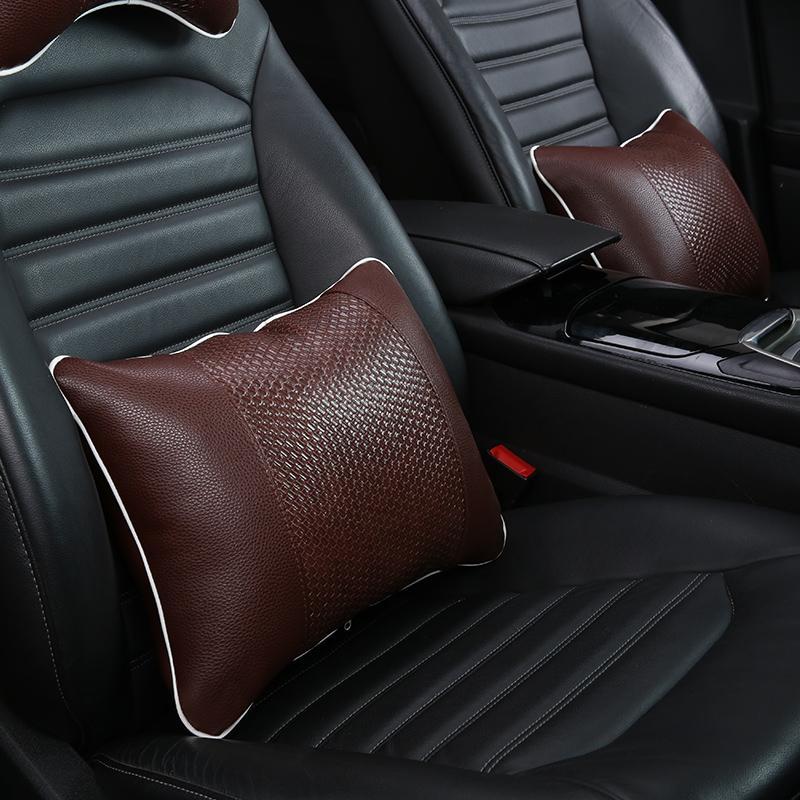 汽车头枕护颈枕车用靠枕头车载座椅骨头枕脖枕小车四季通用pu皮革