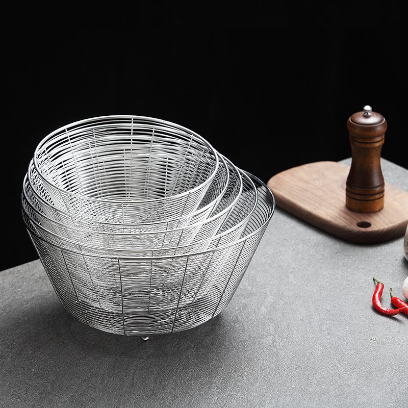 304不锈钢水果篮厨房沥水篮洗菜盆家用客厅水果收纳筐高清大图