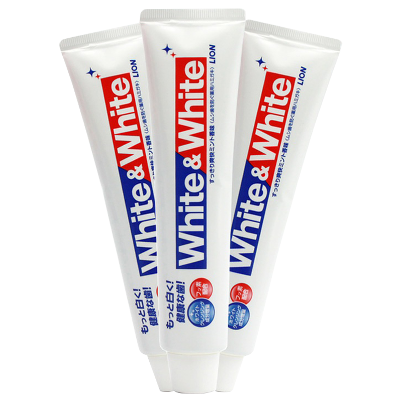 3支装狮王white亮白防蛀大白牙膏薄荷香型除牙垢牙渍150g3支
