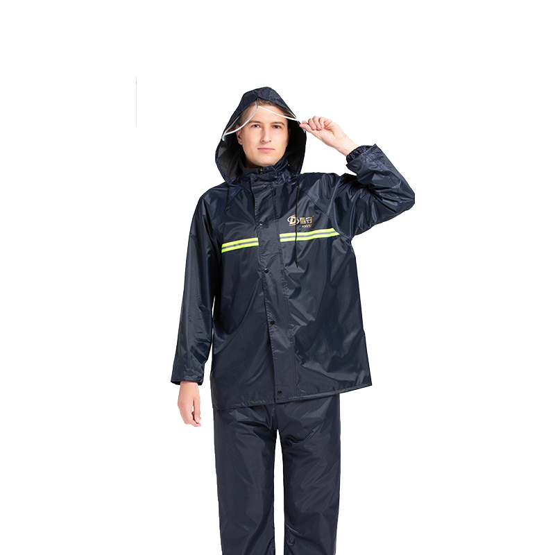 盾守 分体雨衣套装400款春亚纺反光雨衣男士分体雨衣两件套双层加厚网