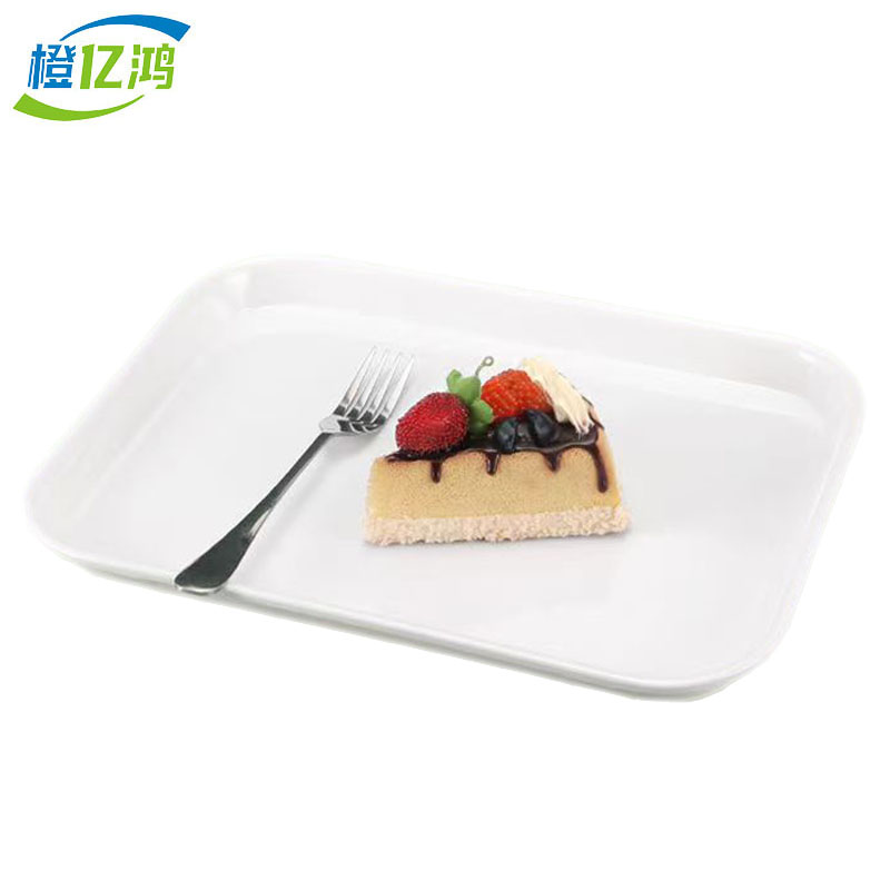 橙亿鸿 耐高温白色密胺托盘 直边款40*28*2cm 个高清大图