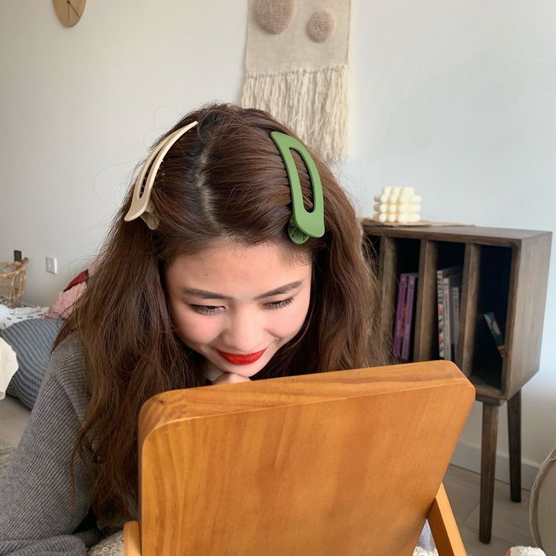 简约黑色 糖果色发夹大号鸭嘴夹磨砂侧边夹刘海仙气可爱发卡夹子头饰发饰