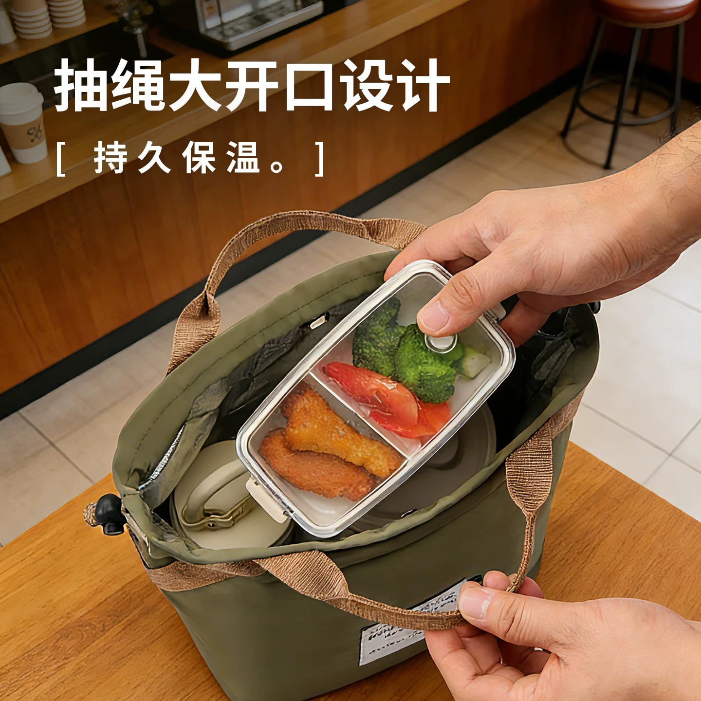 饭盒手提袋子保温袋便当包上班族带饭学生饭盒包加厚铝箔饭包餐包高清大图