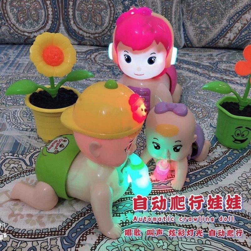 宝宝学爬行玩具婴儿0到3-6六-8八-12个月益智儿童男孩女孩0—1岁 小款奶瓶爬娃 电池自备
