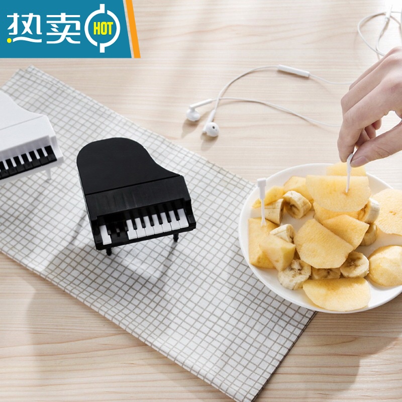 敬平钢琴水果叉家用欧式套装水果签果插签创意可爱甜品吃水果的小叉子 黑色高清大图