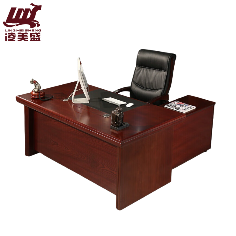 凌美盛 简约办公桌大班台桌2米含柜活动柜 LMS-43/张高清大图