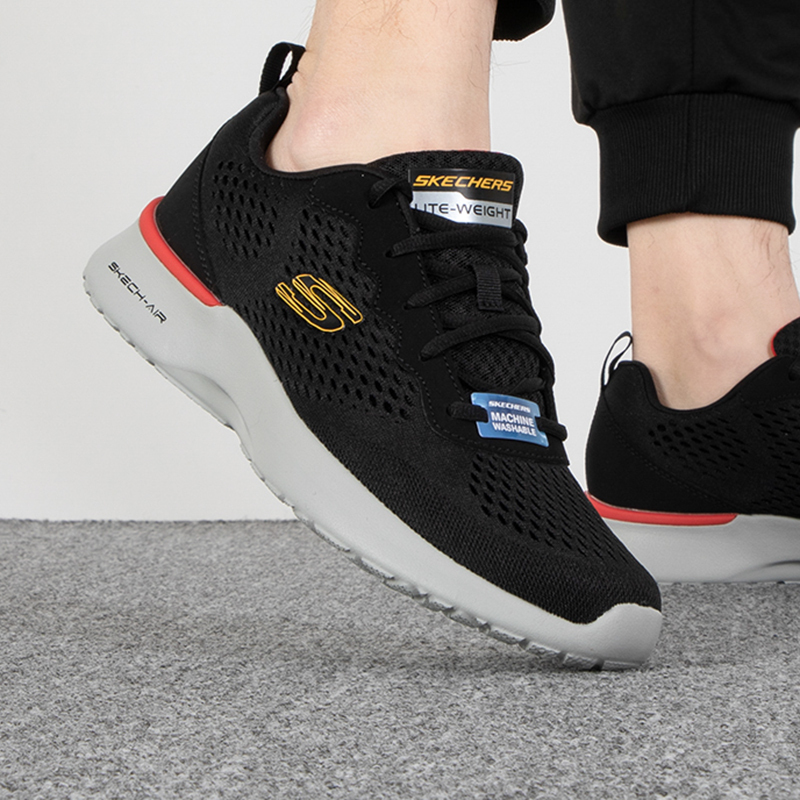 Skechers斯凯奇男鞋新款轻便缓震跑步鞋网面透气运动休闲鞋232291-BLK ZP
