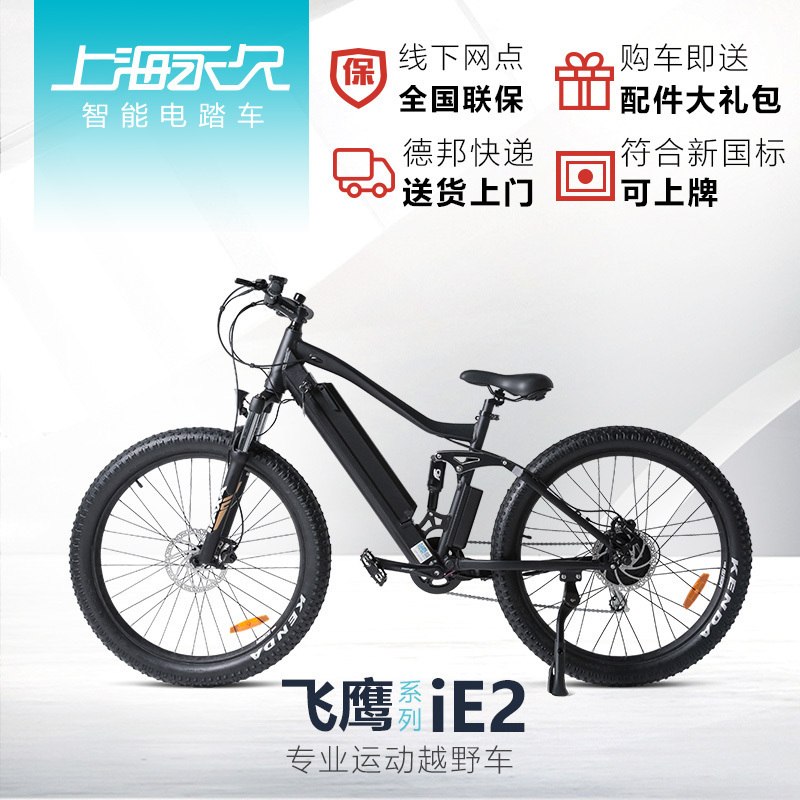 永久飞鹰iE2电踏车36v锂电池助力车电动自行车成人脚踏越野自行车电动