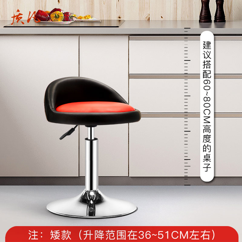 质凡 ZF-BY05吧台椅升降吧椅子 矮款内红外黑PU皮高清大图