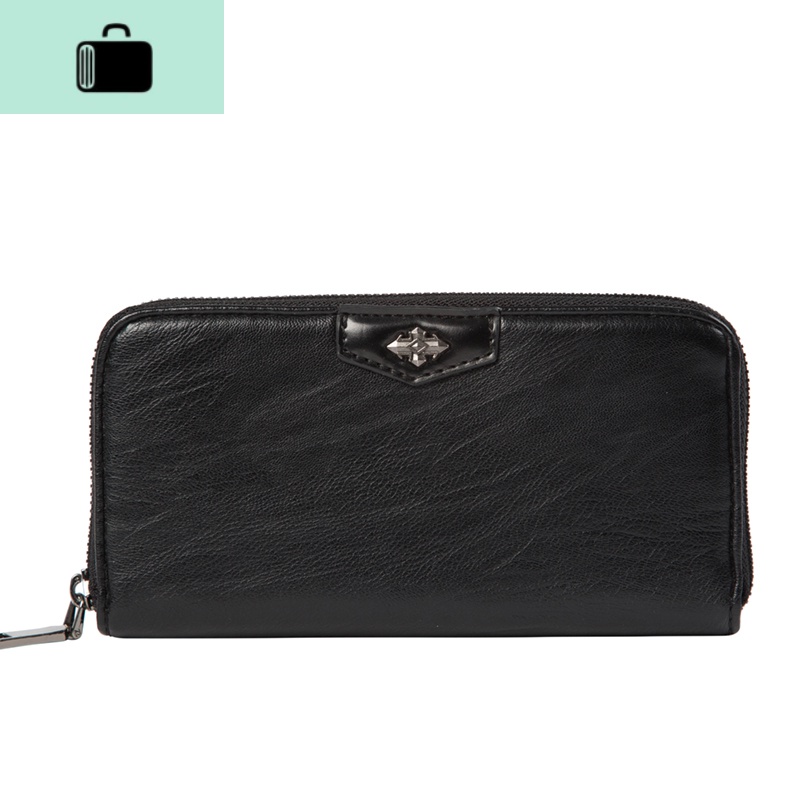 新款韩版男士长款手抓包 潮流新款长款钱包 休闲男女士钱夹多卡位NEW LAKE 黑色配盒子女手包