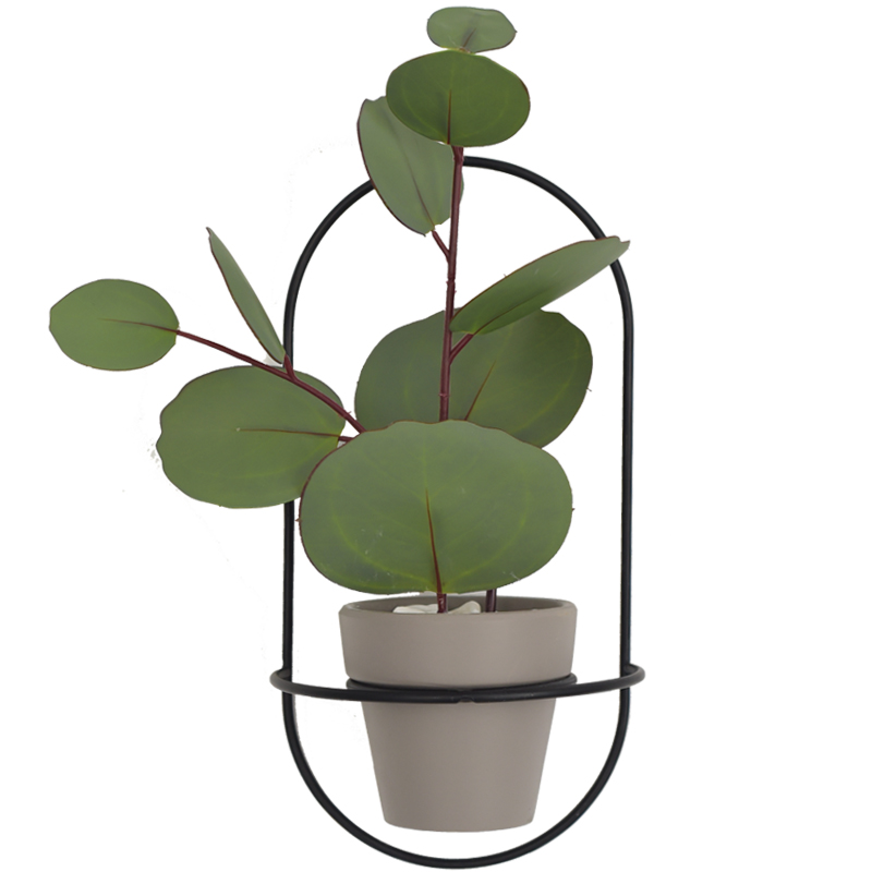 北欧风现代创意个性墙面壁挂仿真绿植壁饰花盆花艺家居玄关装饰品 三维工匠 大号黑色+羽杉叶高清大图
