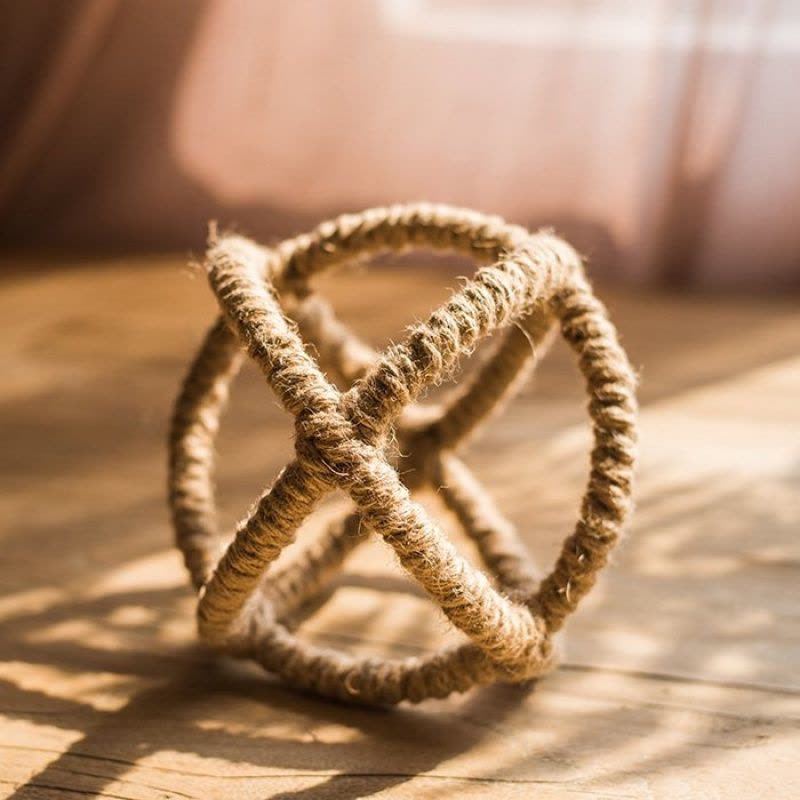 美帮汇工业风LOFT交叉球麻绳缠绕球软装饰品橱窗陈列RH美式乡村 大号图片