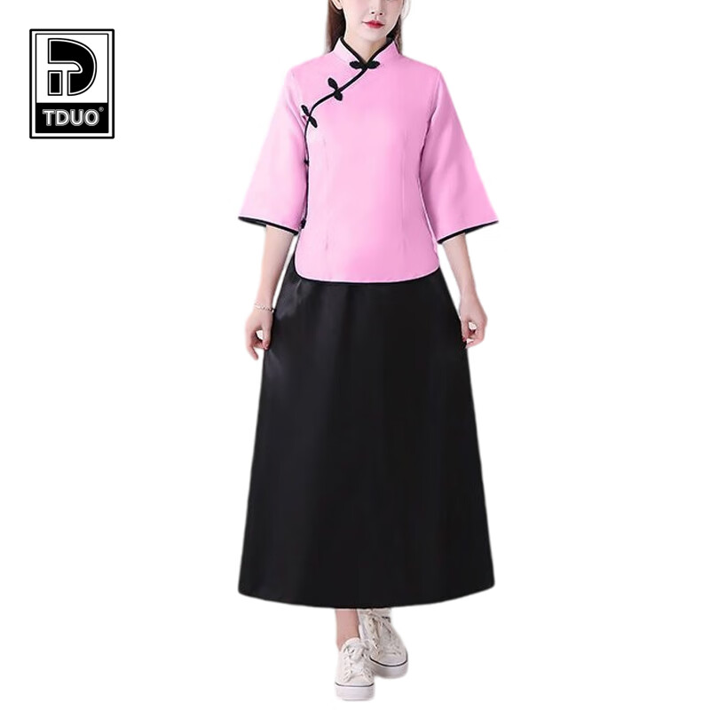 Tduo合唱演出服套装 D07 套 粉色上衣+长裙 XL