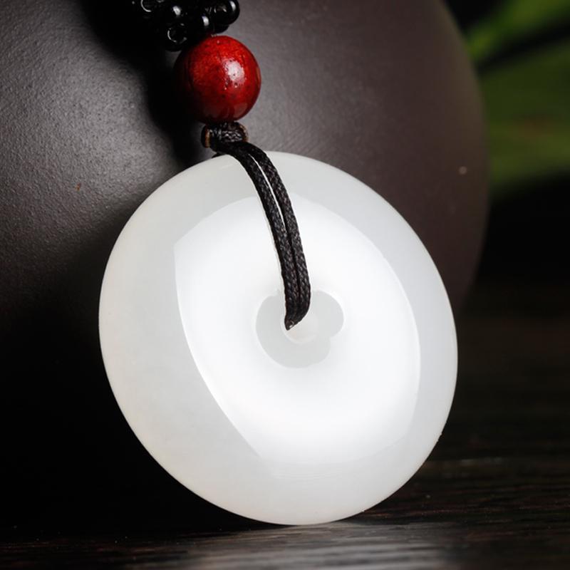 正品天然白玉平安扣吊坠男挂件女项链玉石玉佩玉坠情侣绿玉平安扣