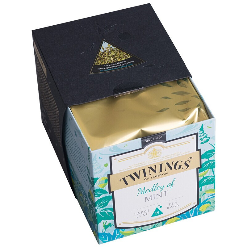 twinings川宁 英国进口缤纷薄荷叶茶15片茶包盒装 花草茶茶叶袋泡茶茶包 英式风味 30g