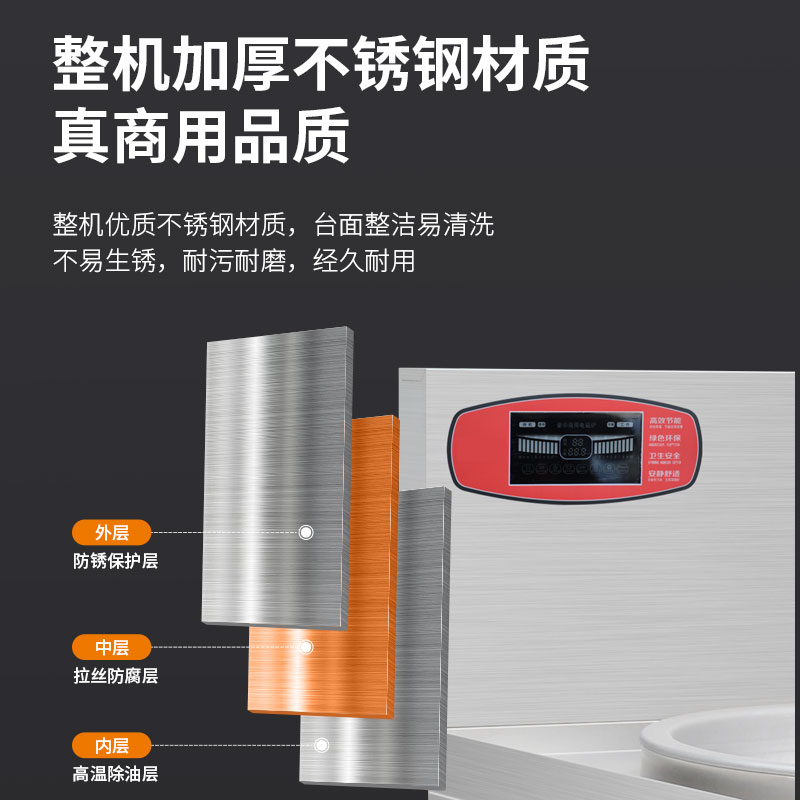 金佰特 KING BETTER 商用电磁灶大锅灶大炒炉 双炒单温 凹面大功率 爆炒电磁灶 酒店学校食堂炒菜高清大图
